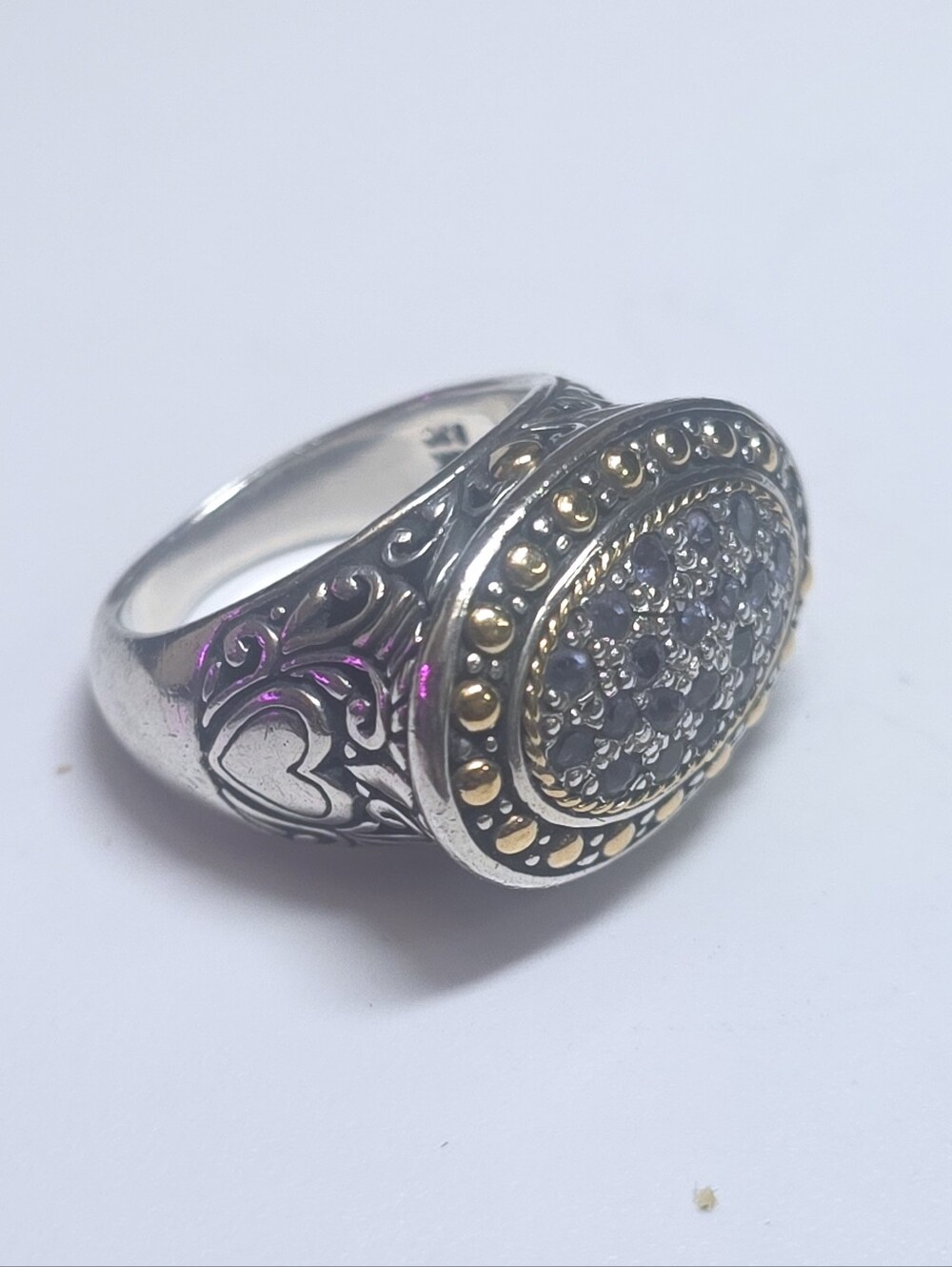 Samuel B Sterling Silver And 18K Gold  Ring Size 7.